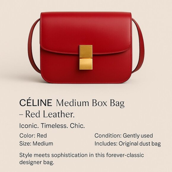 CÉLINE Calfskin Box Bag | Red | Medium - Picture 1 of 16